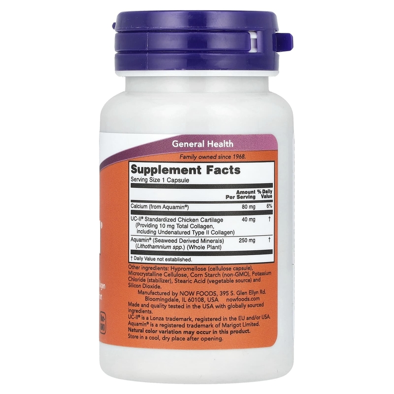 NOW Foods, добавка для здоровья суставов с неденатурированным коллагеном 2 типа, 60 капсул