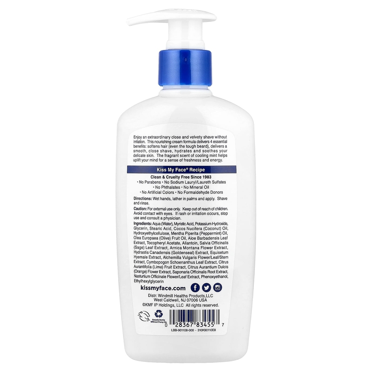 Kiss My Face, Moisture Shave, увлажняющее средство для бритья 4 в 1, охлаждённая мята, 325 мл (11 жидк. унций)