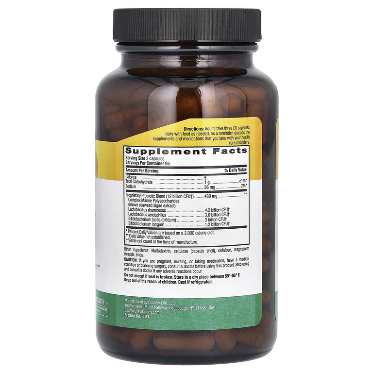 Country Life, смесь пробиотиков Power-Dophilus®, 200 веганских капсул