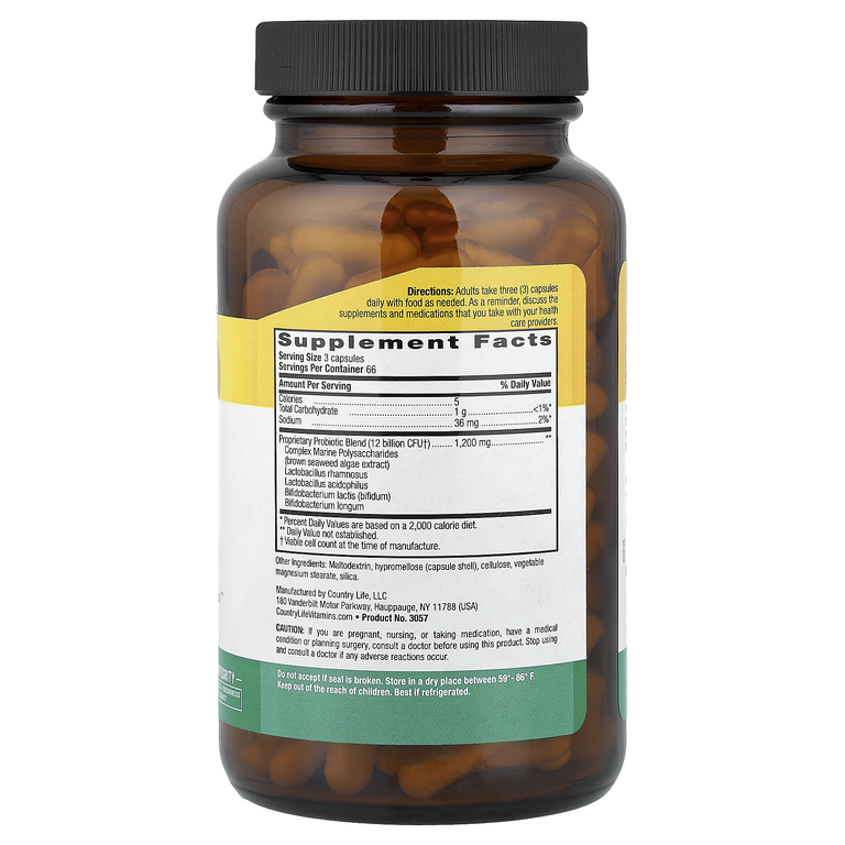 Country Life, смесь пробиотиков Power-Dophilus®, 200 веганских капсул