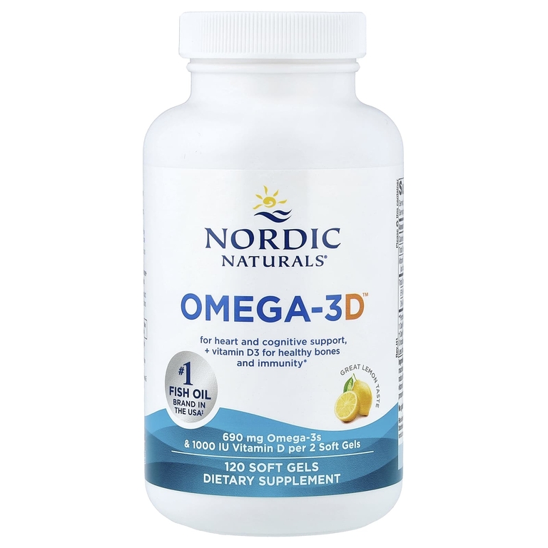 Nordic Naturals, омега-3 с витамином Д, с лимонным вкусом, 120 желатиновых капсул