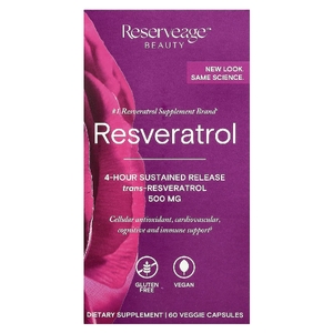 Reserveage Beauty, ресвератрол, 60 растительных капсул