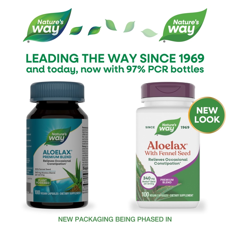 Nature's Way, смесь для улучшения перистальтики кишечника Aloelax® с семенами фенхеля, 100 веганских капсул