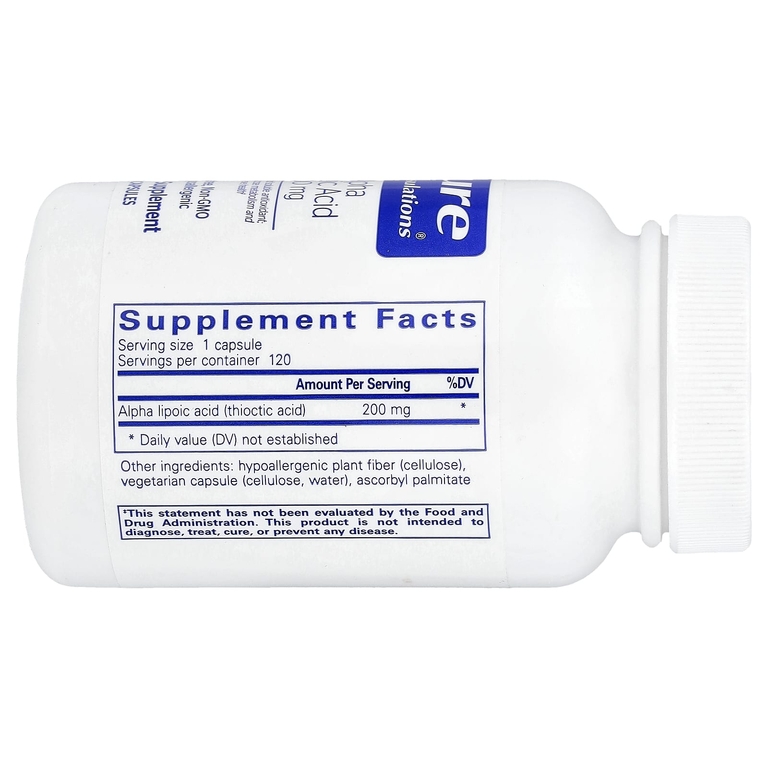 Pure Encapsulations, альфа-липоевая кислота, 200 мг, 120 капсул