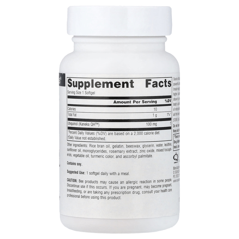Source Naturals, Убихинол, 100 мг, 30 желатиновых капсул