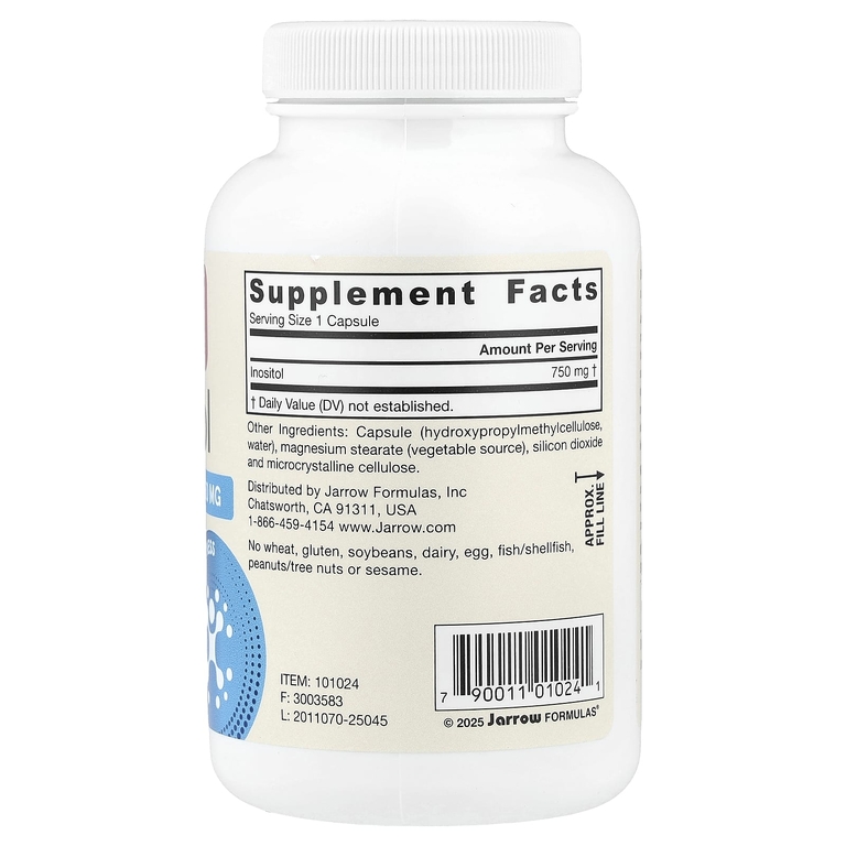 Jarrow Formulas, инозитол, 750 мг, 100 растительных капсул