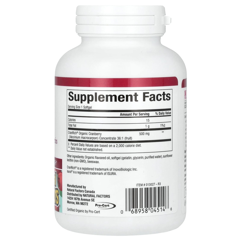 Natural Factors, клюква, 500 мг, 90 капсул