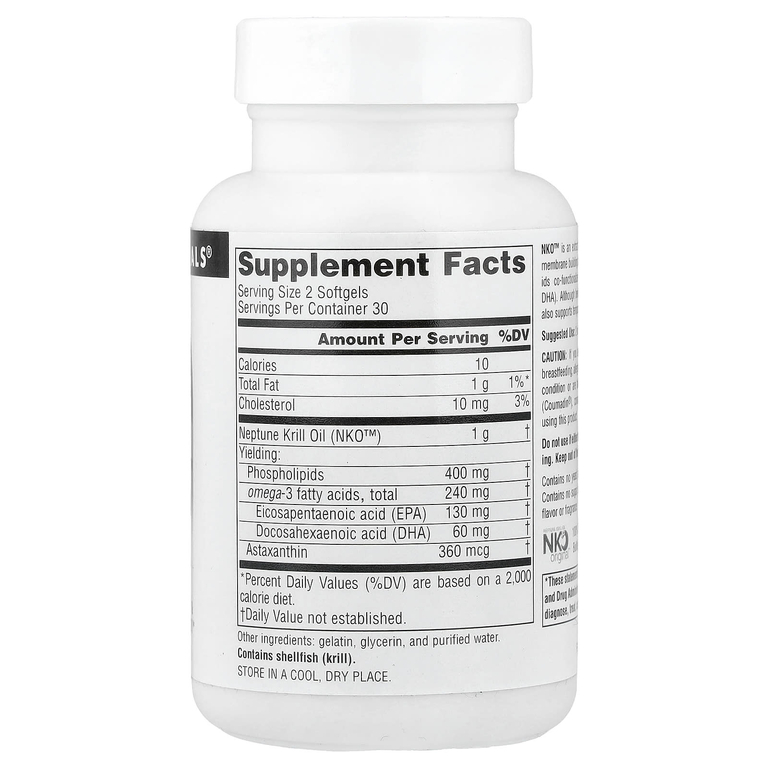 Source Naturals, масло криля, 500 мг, 60 желатиновых капсул