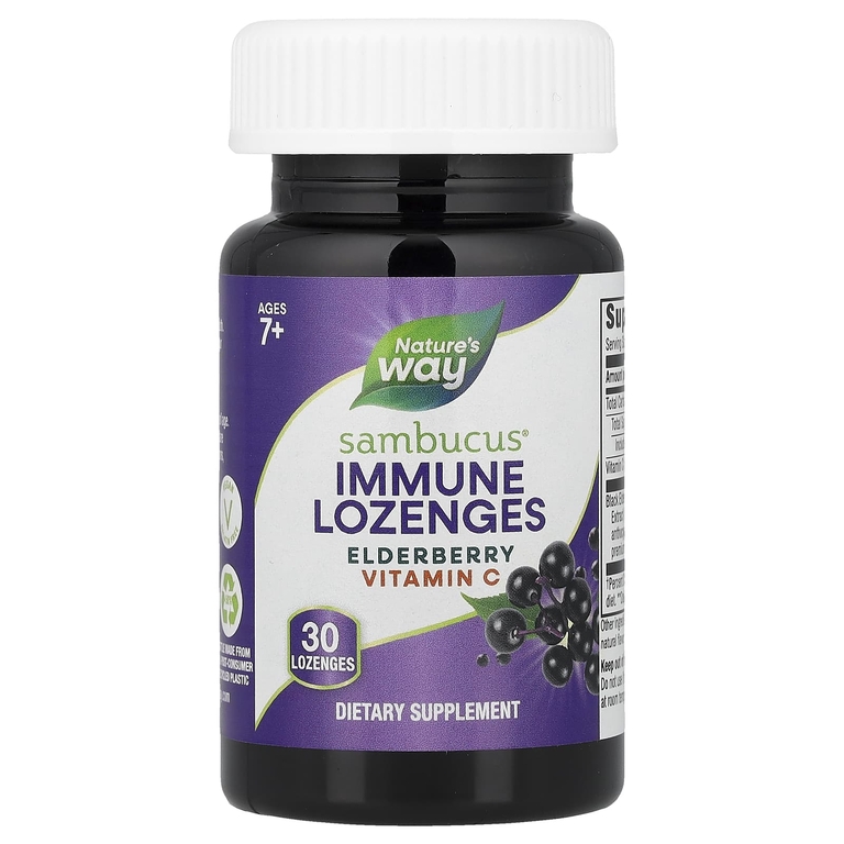 Nature's Way, пастилки для укрепления иммунитета Sambucus®, бузина и витамин С, для детей от 7 лет, 30 пастилок