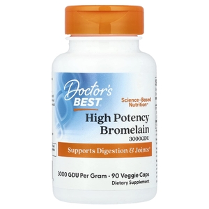 Doctor's Best, высокоэффективный бромелаин, 500 мг, 90 растительных капсул