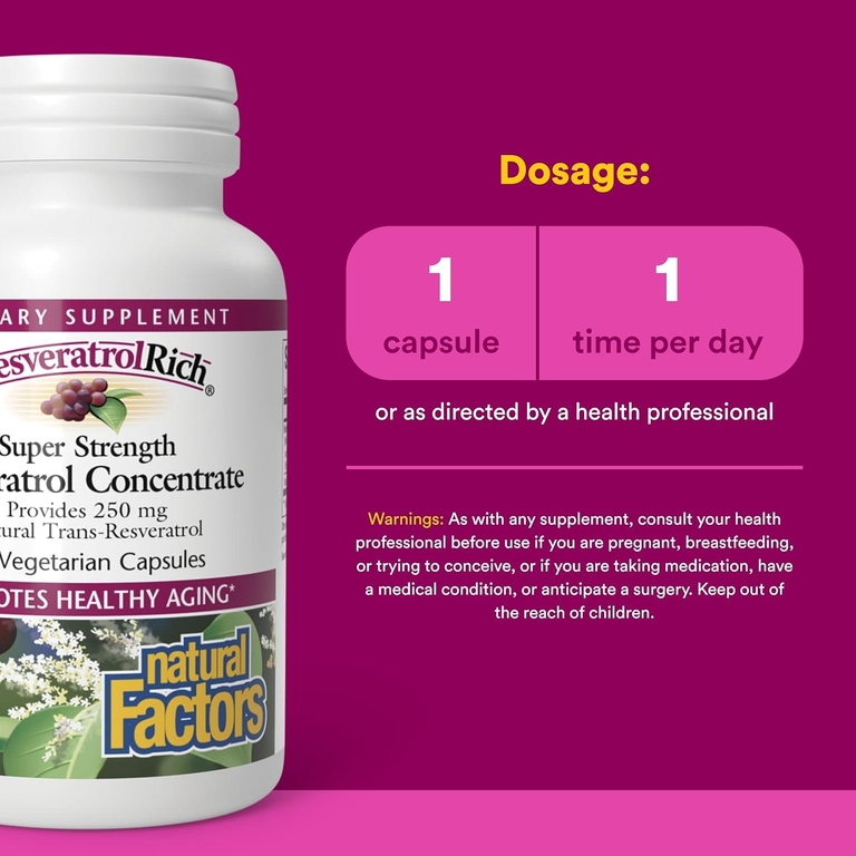 Natural Factors, концентрат ресвератрола, 60 вегетарианских капсул