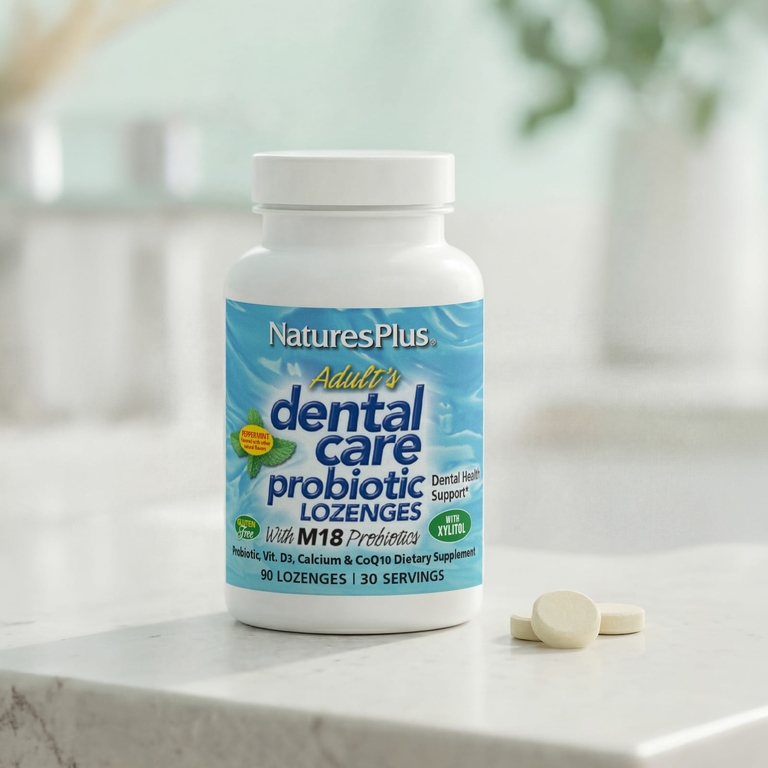 NaturesPlus, Пастилки с пробиотиками для взрослых, перечная мята, 60 пастилок