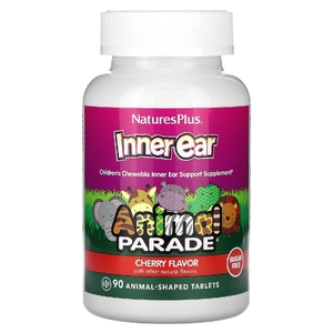NaturesPlus, жевательная добавка для поддержки здоровья внутреннего уха, для детей, с вишневым вкусом, 90 таблеток в форме животных