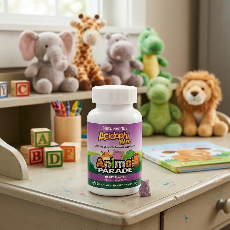 NaturesPlus, жевательный пробиотик для детей , с ягодным вкусом, 90 таблеток в форме животных