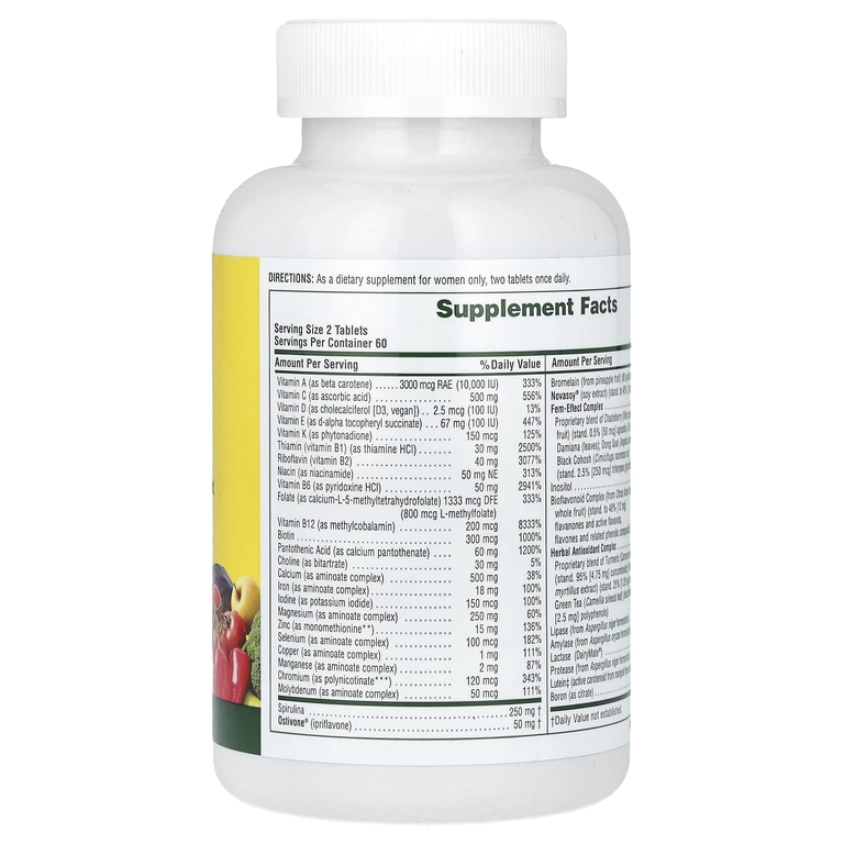 NaturesPlus, мультивитаминная и минеральная добавка для женщин с концентрированными цельными продуктами, 120 таблеток