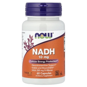 NOW Foods, НАДH, 10 мг, 60 растительных капсул