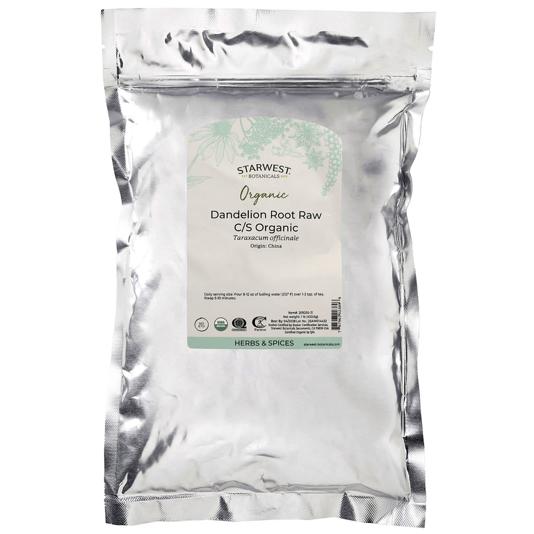 Starwest Botanicals, органический корень одуванчика, необработанный, нарезанный и просеянный, 453,6 г (1 фунт)