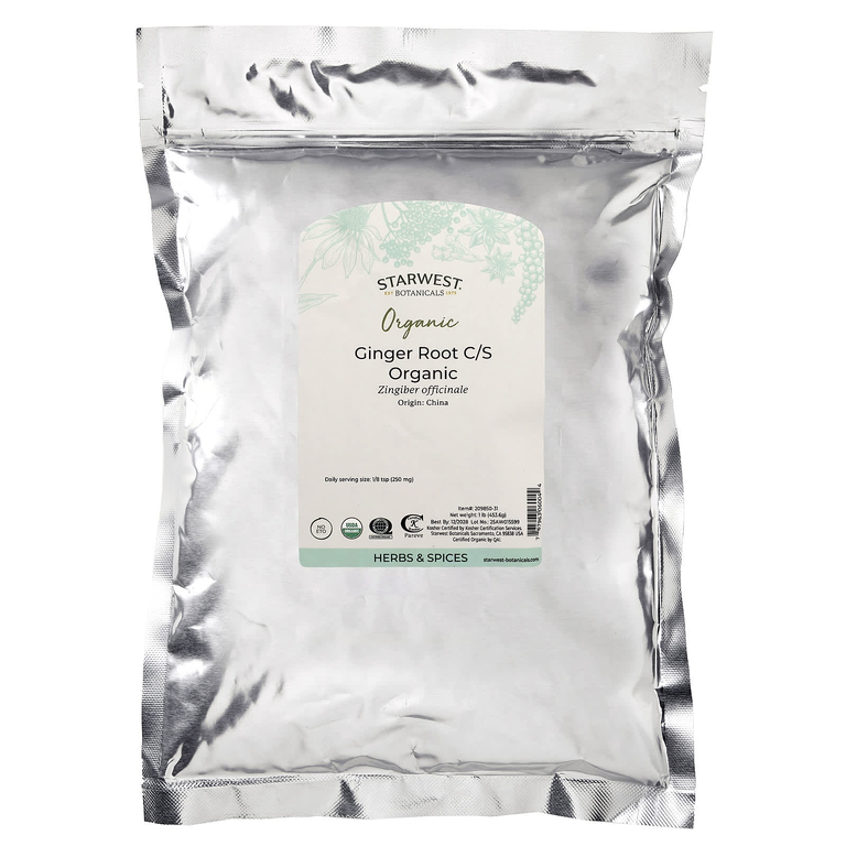 Starwest Botanicals, органический корень имбиря, 453,6 г (1 фунт)