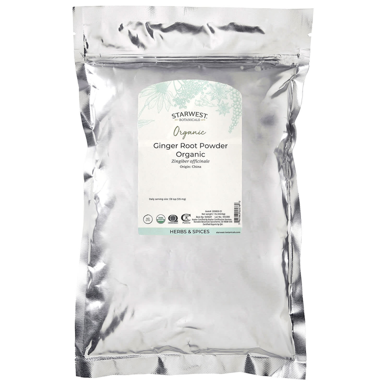 Starwest Botanicals, органический порошок из корня имбиря, 453,6 г (1 фунт)