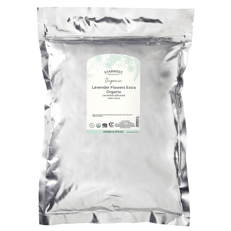 Starwest Botanicals, органические цветки лаванды, 453,6 г (1 фунт)