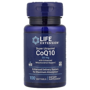 Life Extension, убихинол с улучшенной поддержкой митохондрий, 50 мг, 100 желатиновых капсул