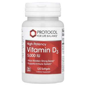Protocol for Life Balance, высокоактивный витамин D3, 125 мкг (5000 МЕ), 120 капсул