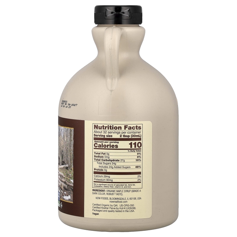 NOW Foods, органический кленовый сироп, класс A, темного цвета, 946 мл