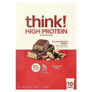 Think !, высокопротеиновые батончики, с кусочками арахисовой пасты, 10 батончиков по 60 г (2,1 унции)