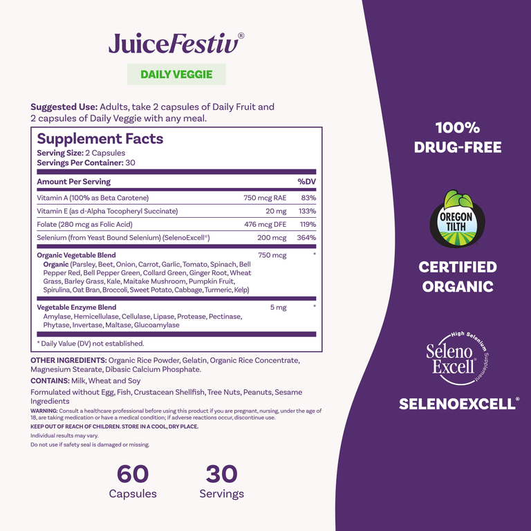 Natrol, органические фрукты и овощи, 2 флакона, по 60 капсул