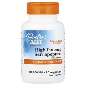 Doctor's Best, высокоэффективная серрапептаза, 90 растительных капсул