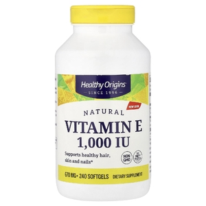 Healthy Origins, натуральный витамин E, 670 мг (1000 МЕ), 240 капсул