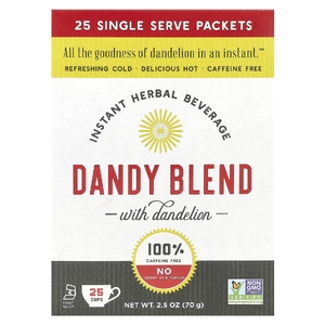 Dandy Blend, Быстрорастворимый травяной напиток с одуванчиком, без кофеина, 25 одноразовых пакетиков