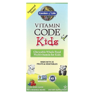 Garden of Life, жевательные мультивитамины для детей из цельных продуктов, вишня, 60 жевательных мишек