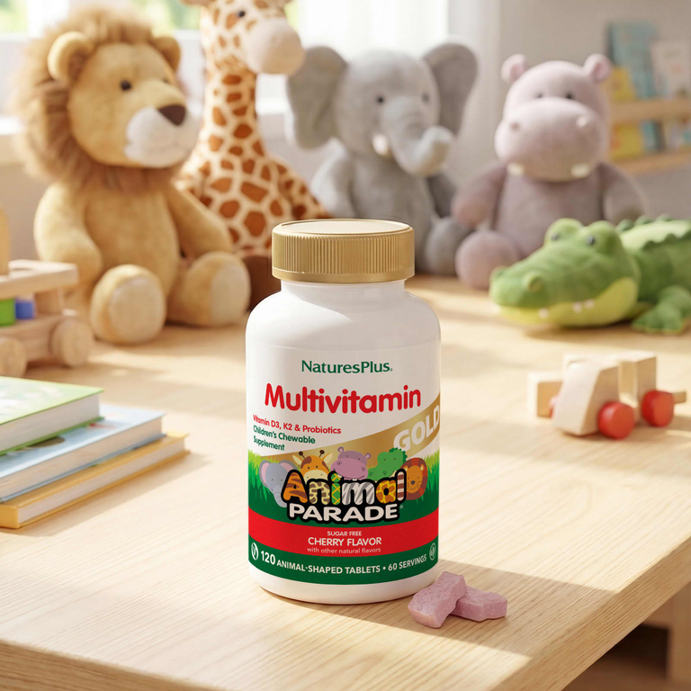 NaturesPlus, мультивитамины, жевательная добавка для детей, со вкусом вишни, 120 таблеток в форме животных