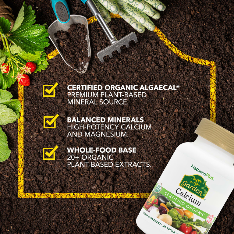 NaturesPlus, кальций, 120 веганских капсул