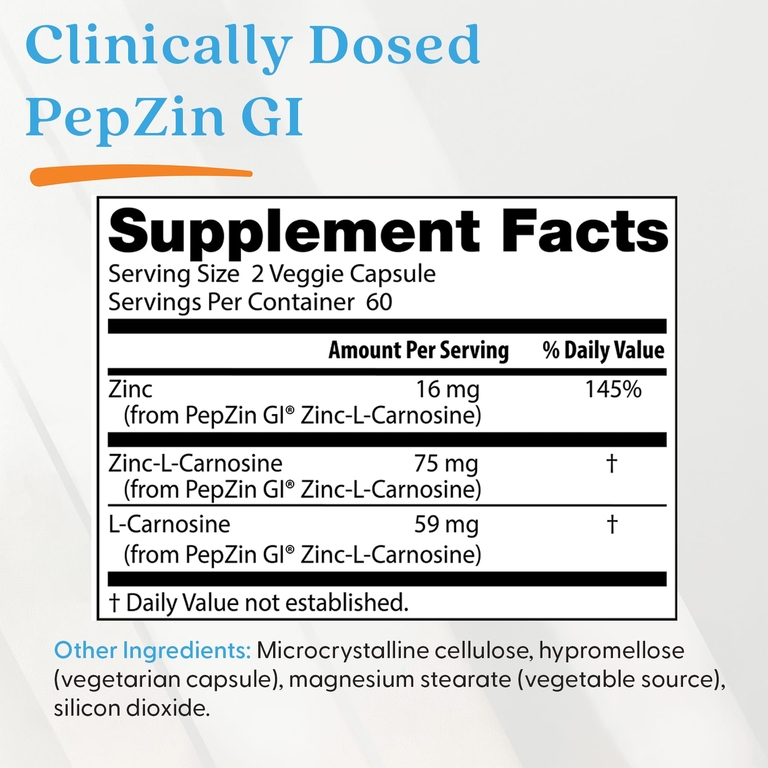Doctor's Best, комплекс с цинк-L-карнозином PepZin GI®, 120 растительных капсул