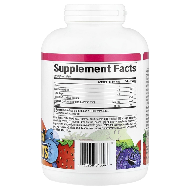 Natural Factors, фруктовая жевательная таблетка с витамином C, смесь из 4 фруктов, 180 жевательных таблеток (500 мг в 1 таблетке)