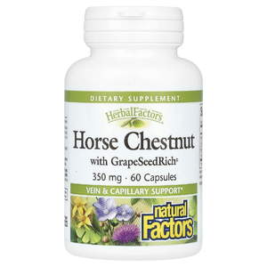 Natural Factors, конский каштан с виноградными косточками GrapeSeedRich®, 350 мг, 60 капсул