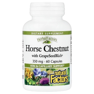 Natural Factors, конский каштан с виноградными косточками GrapeSeedRich®, 350 мг, 60 капсул