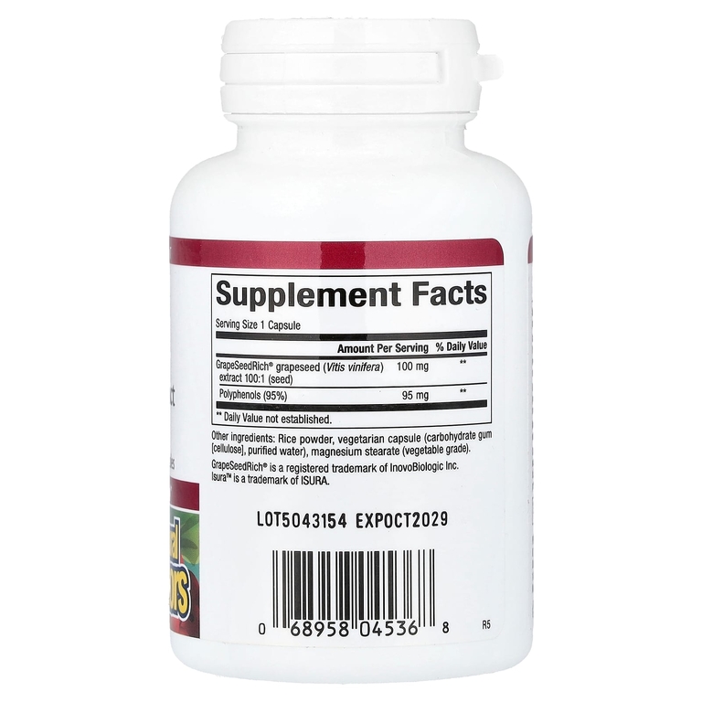 Natural Factors, экстракт виноградных косточек GrapeSeedRich®, 100 мг, 90 вегетарианских капсул