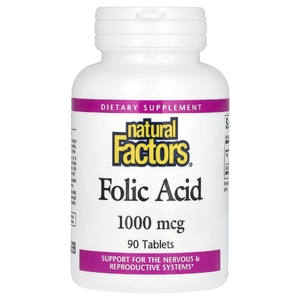 Natural Factors, фолиевая кислота, 1000 мкг, 90 таблеток