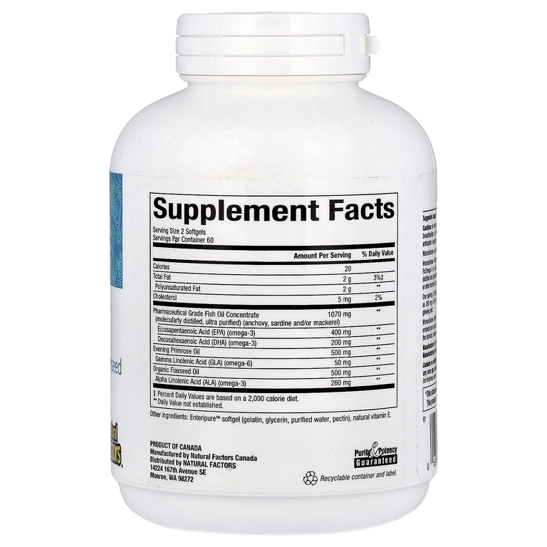 Natural Factors, омега-3 рыбий жир, 120 желатиновых капсул