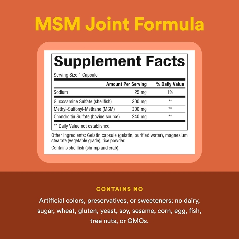 Natural Factors, Формула для суставов с МСМ, глюкозамином и хондроитинсульфатом, 180 капсул