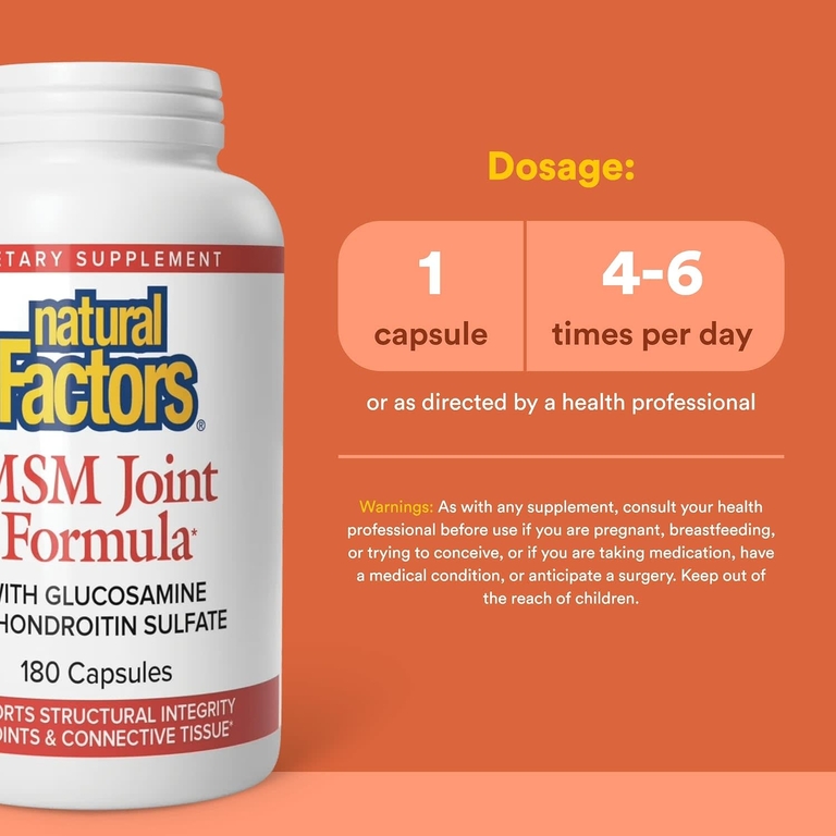 Natural Factors, Формула для суставов с МСМ, глюкозамином и хондроитинсульфатом, 180 капсул