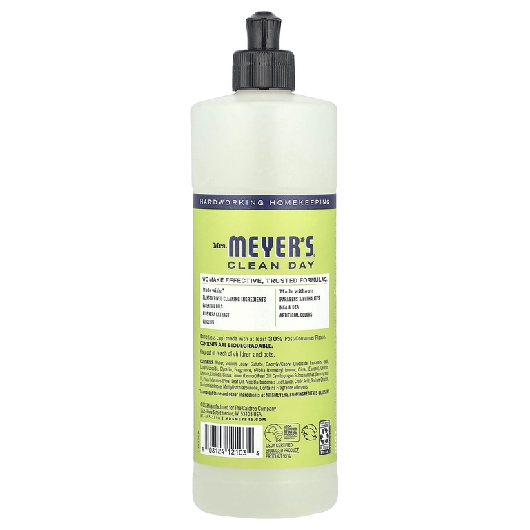 Mrs. Meyers Clean Day, средство для мыться посуды, вербена лимонная, 473 мл (16 жидк. унций)