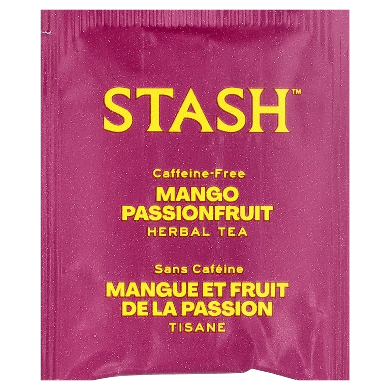 Stash Tea, растительный чай, манго и маракуйя, без кофеина, 20 чайных пакетиков, 38 г (1,3 унции)