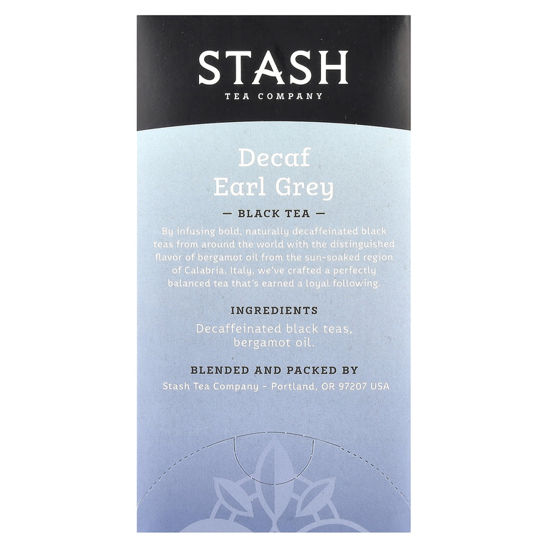 Stash Tea, черный чай, с бергамотом, без кофеина, 18 чайных пакетиков, 33 г (1,1 унции)