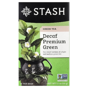 Stash Tea, зеленый чай, премиальный зеленый чай без кофеина, 18 чайных пакетиков, 33 г (1,1 унции)