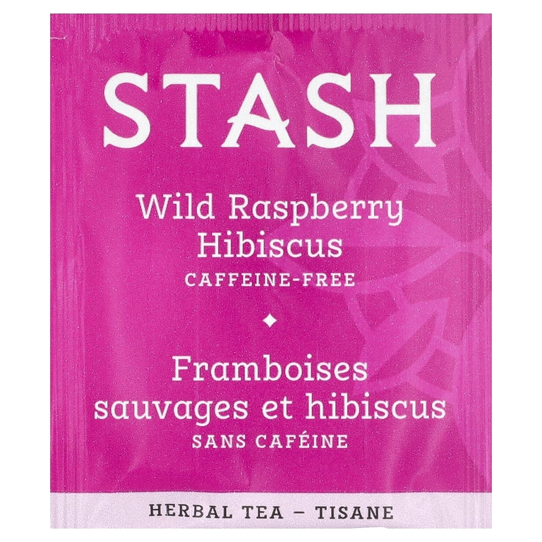 Stash Tea, травяной чай, гибискус с дикой малиной, без кофеина, 20 чайных пакетиков, 38 г (1,3 унции)