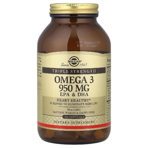 Solgar, омега-3, ЭПК и ДГК, тройная сила, 950 мг, 100 капсул